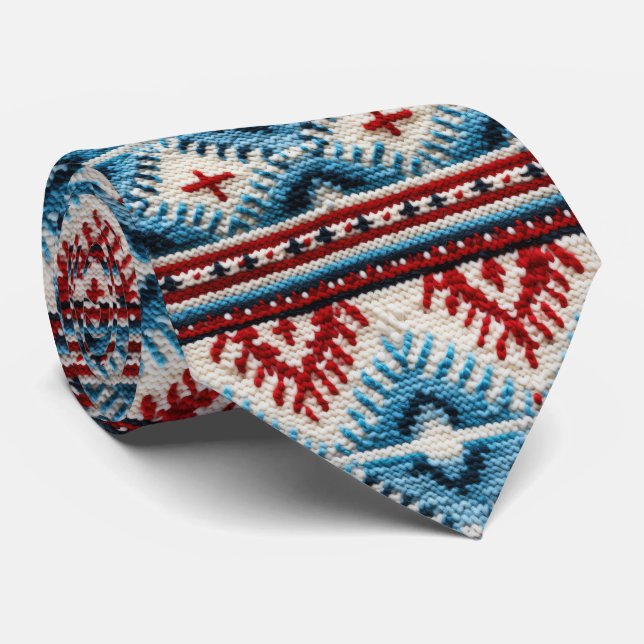 Cool Western embroidery tiled pattern  Neck Tie (Rolled)