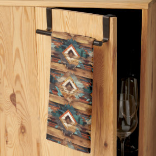 Cool Western faux wood tiled pattern Kitchen Towel