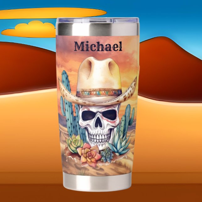 Cool Western Skull add name Insulated Tumbler (Creator Uploaded)