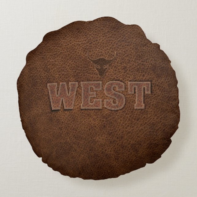 Cool Western Text - Customize It Round Pillow (Back)