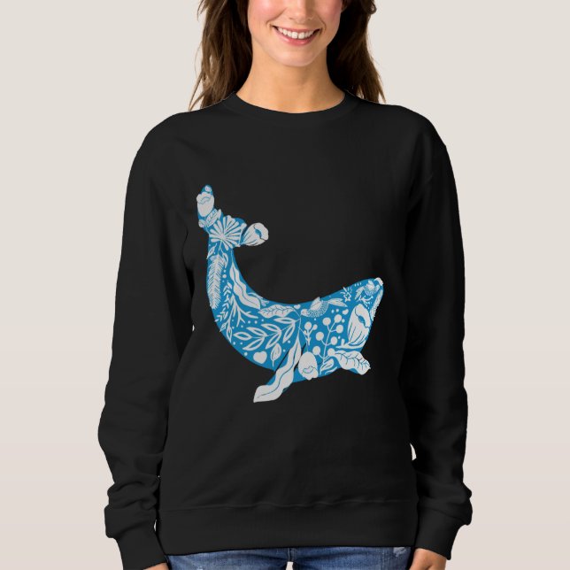 Cool Whale Made Of Nature Elements Ocean Sweatshirt (Front)