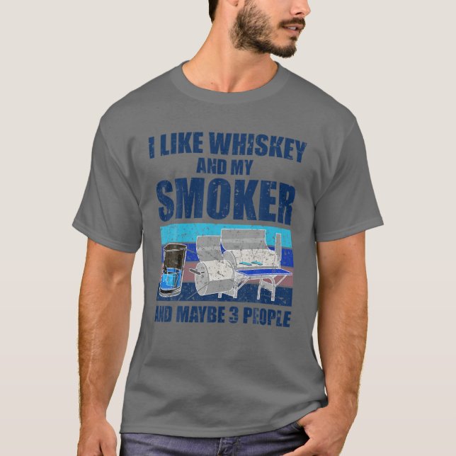 Cool Whiskey Art For Men Women Meat Smoking Bourbo T-Shirt (Front)