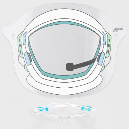 Cool White Astronaut Helmet Face Shield (Front w/Glasses)