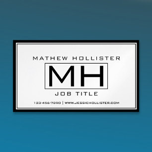 Cool White & Black Professional Business Card Magnet