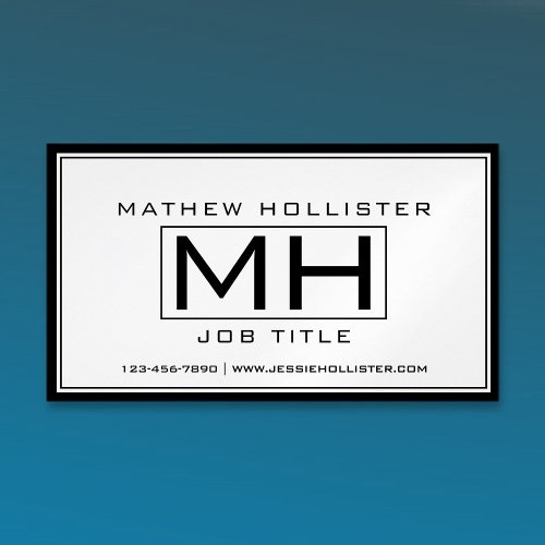 Cool White  Black Professional Business Card Magnet