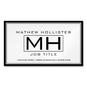 Cool White & Black Professional Business Card Magnet