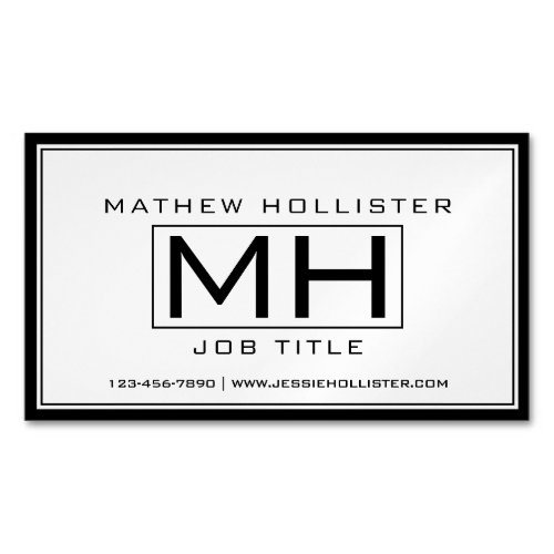 Cool White  Black Professional Business Card Magnet