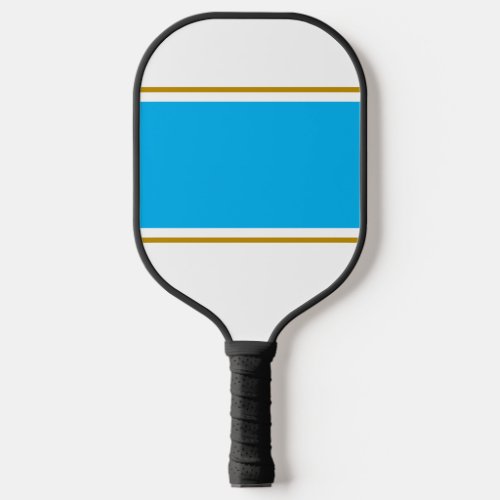 Cool White Bright Sky Blue Center Brown Pinstripes Pickleball Paddle