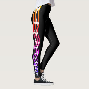 Cool White Butterfly Color Shading Strips on Black Leggings