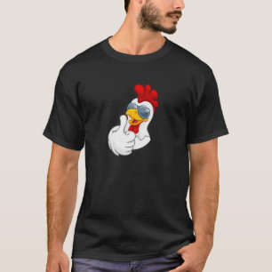 Cool White Chicken Rooster with Sunglasses Thumbs  T-Shirt