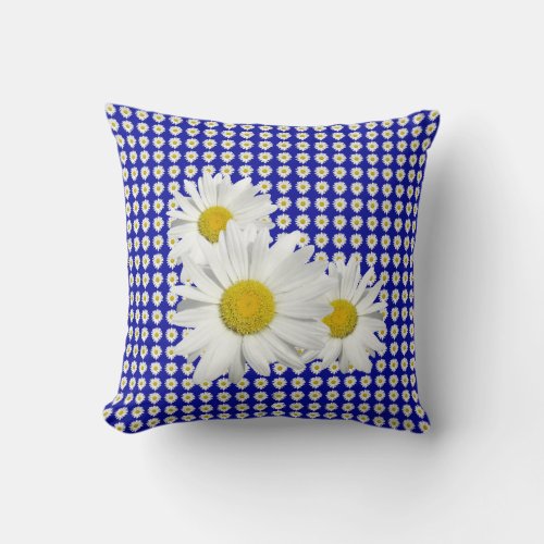 Cool White Daisy Crush Throw Pillow