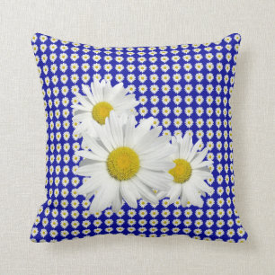 Cool White Daisy Crush Throw Pillow