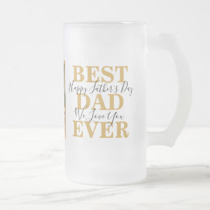 Cool White Gold Best Dad Ever Father's Day Photo Frosted Glass Beer Mug