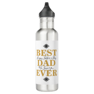 Cool White Gold Best Dad Ever Father's Day Photo Stainless Steel Water Bottle