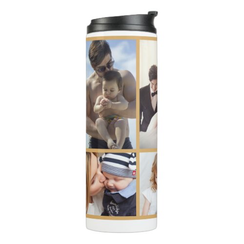 Cool White Gold Best Dad Ever Fathers Day Photo Thermal Tumbler