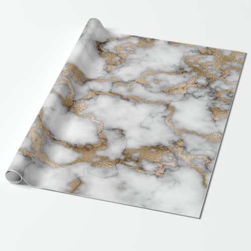 Cool White Gold Marble Texture  Wrapping Paper