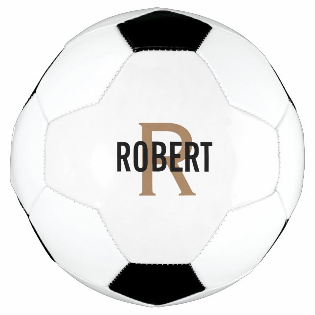 Cool white gold monogram name soccer ball (Front)