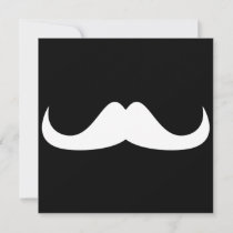 Cool White Handlebar moustache on Black