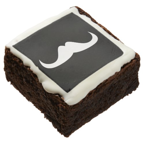 Cool White Handlebar moustache on Black Brownie