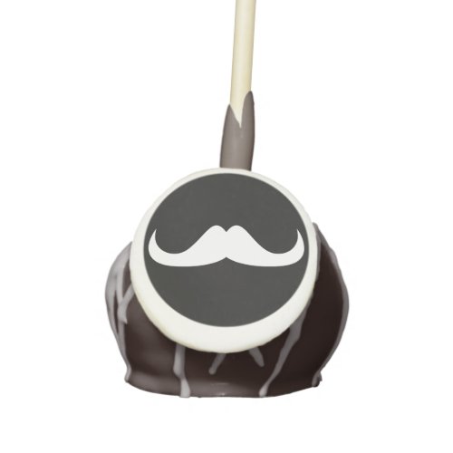 Cool White Handlebar moustache on Black Cake Pops