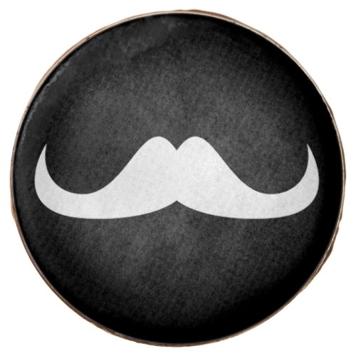 Cool White Handlebar moustache on Black Chocolate Covered Oreo