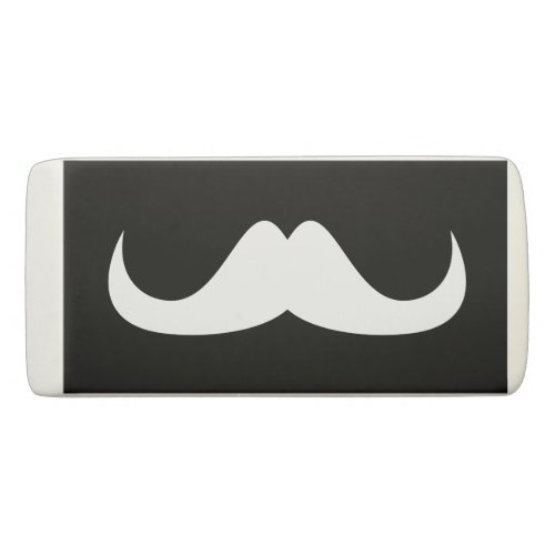 Cool White Handlebar moustache on Black Eraser