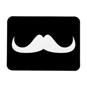 Cool White Handlebar moustache on Black Magnet
