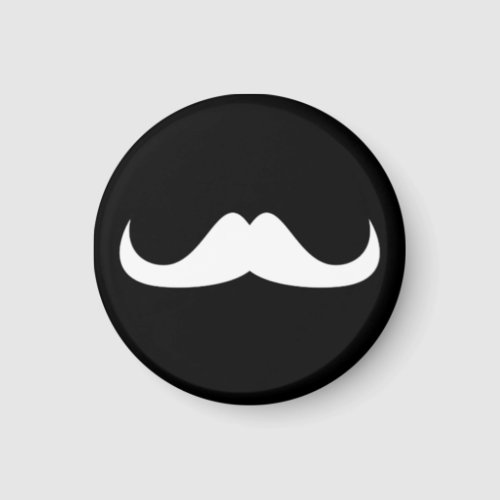 Cool White Handlebar moustache on Black Magnet