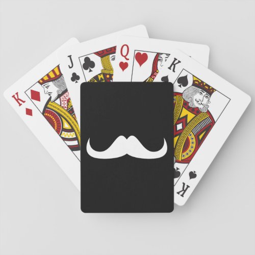 Cool White Handlebar moustache on Black Playing Cards