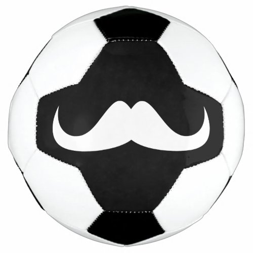 Cool White Handlebar moustache on Black Soccer Ball