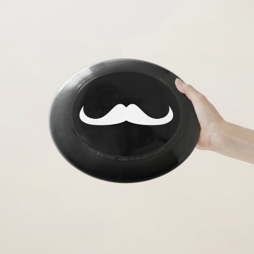 Cool White Handlebar moustache on Black Wham_O Frisbee