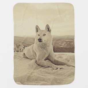 Cool White Husky And Snow Gift Lovers Baby Blanket