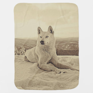 Cool White Husky And Snow Gift Lovers Baby Blanket