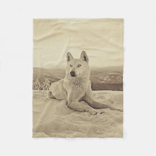 Cool White Husky And Snow Gift Lovers Fleece Blanket