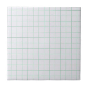 Cool White & Mint Green Checkered Retro Pattern Ceramic Tile