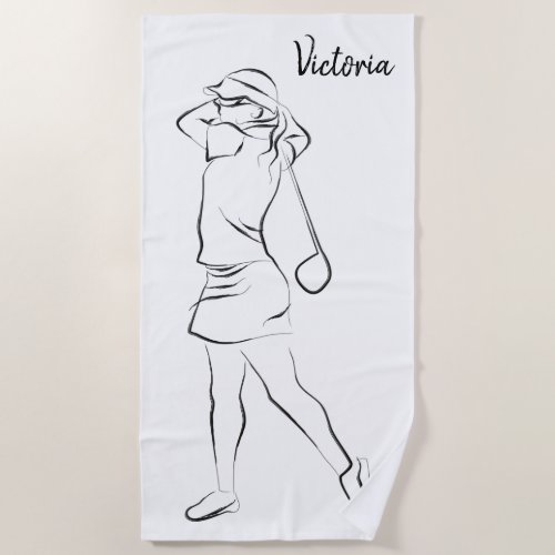  Cool White Modern Add Your Name Customized Ladies Beach Towel