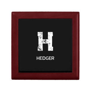 COOL WHITE ONE LETTER MONOGRAM NAME BLACK MAHOGANY GIFT BOX
