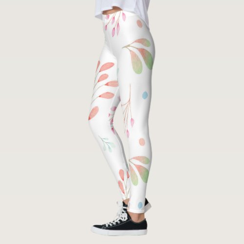 Cool white Pink Marble Floral Pattern Hip womens Leggings