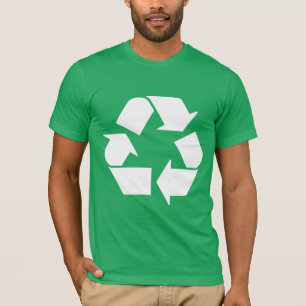 Cool White Recycle Symbol on Green T-Shirt