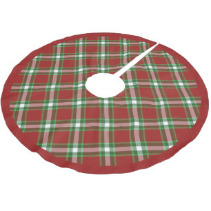 Cool White Red Green Lumberjack Plaid Pattern Brushed Polyester Tree Skirt