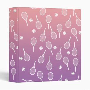 Cool White Retro Tennis Racquets Pattern Gradient  3 Ring Binder
