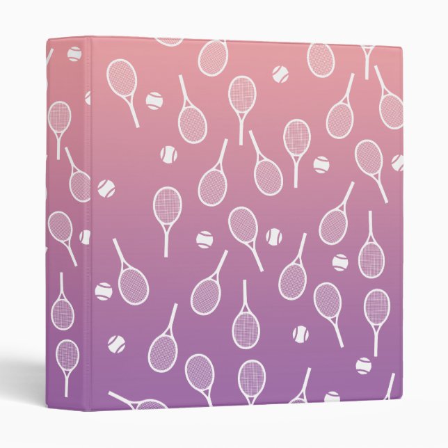 Cool White Retro Tennis Racquets Pattern Gradient  3 Ring Binder (Front/Spine)