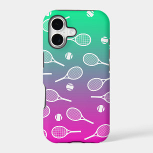 Cool White Retro Tennis Racquets Pattern Gradient  iPhone 17 Case