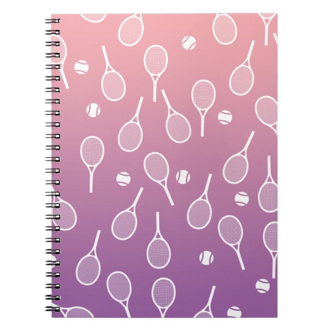 Cool White Retro Tennis Racquets Pattern Gradient  Notebook (Front)
