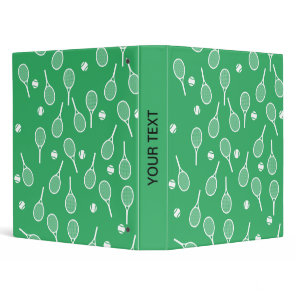 Cool White Retro Tennis Racquets Pattern Green 3 Ring Binder