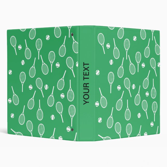 Cool White Retro Tennis Racquets Pattern Green  3 Ring Binder (Background)