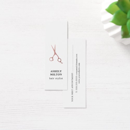 Cool White Rose Gold Hairstylist Appointment Card