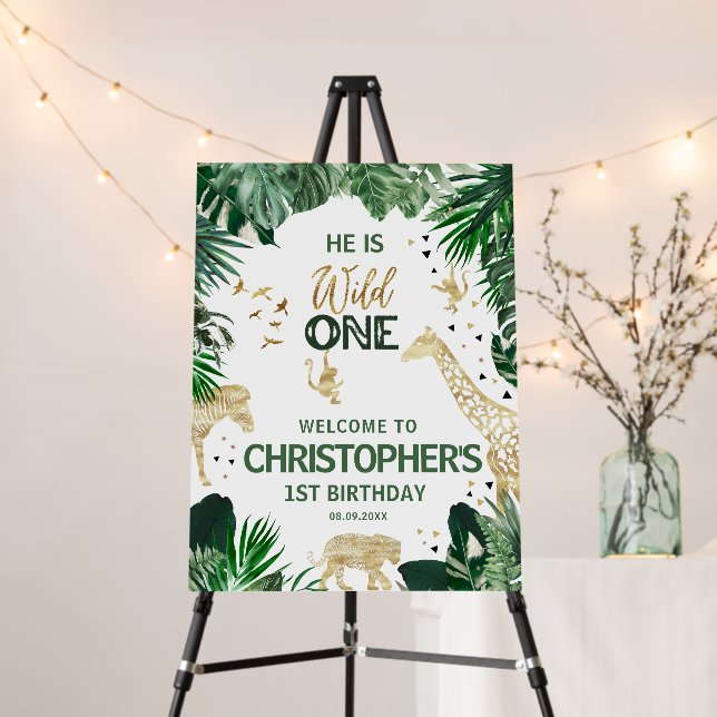 Cool Wild animals Birthday Party Welcome Foam Board (In Situ (Stand))