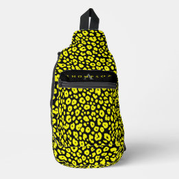 Cool Wild Black And Yellow Stylish Cheetah Pattern Sling Bag