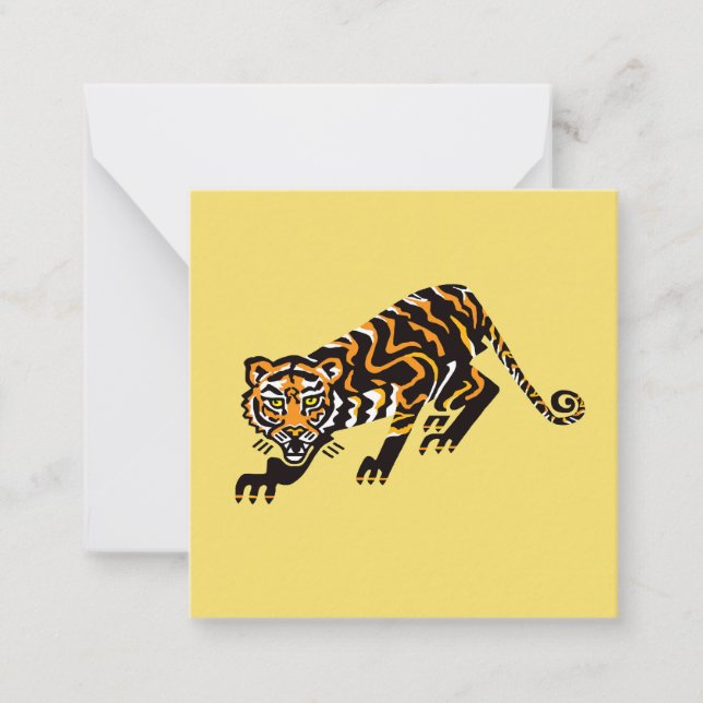 Cool  wildcat - TIGER- Wildlife - Yellow Note Card (Front)